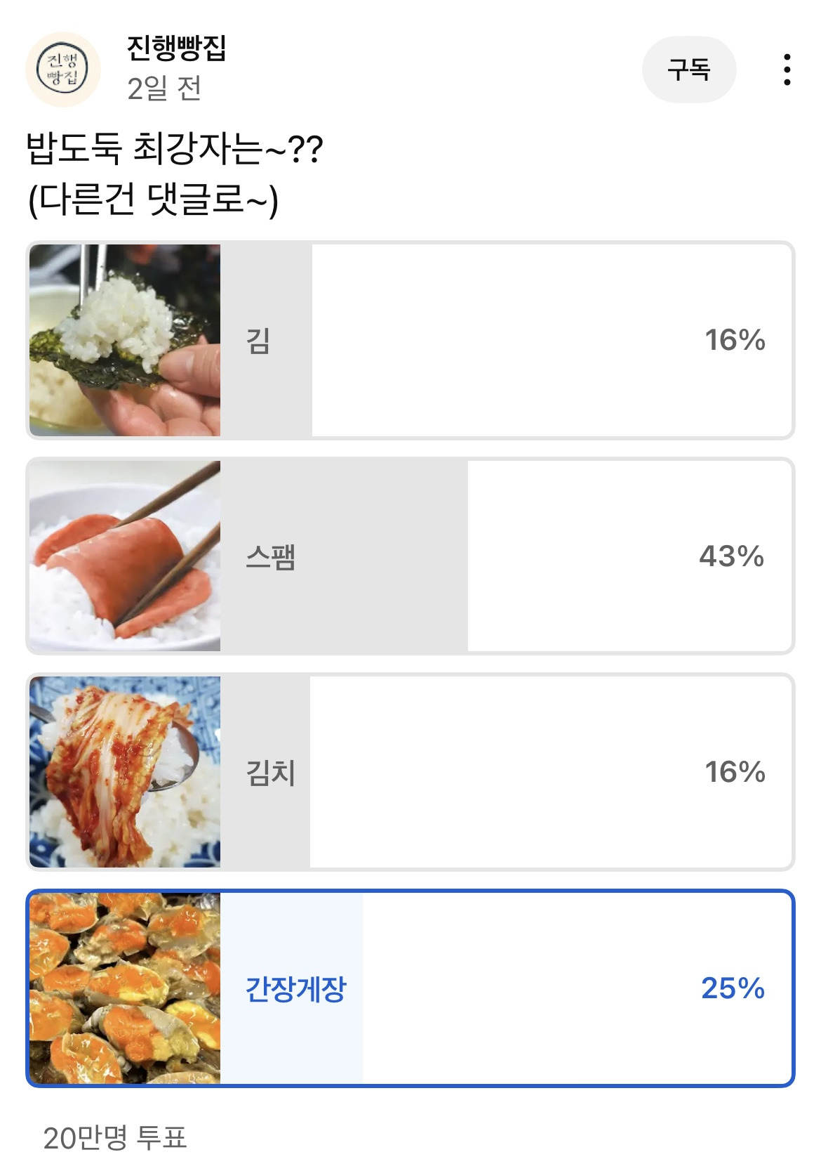 충격적이게도 밥도둑 자리에서 간장게장이 밀림.... | 인스티즈