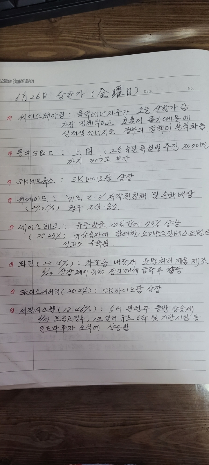 6월26일 상한가 - 열공 인증샷 - 안정모의 주식투자