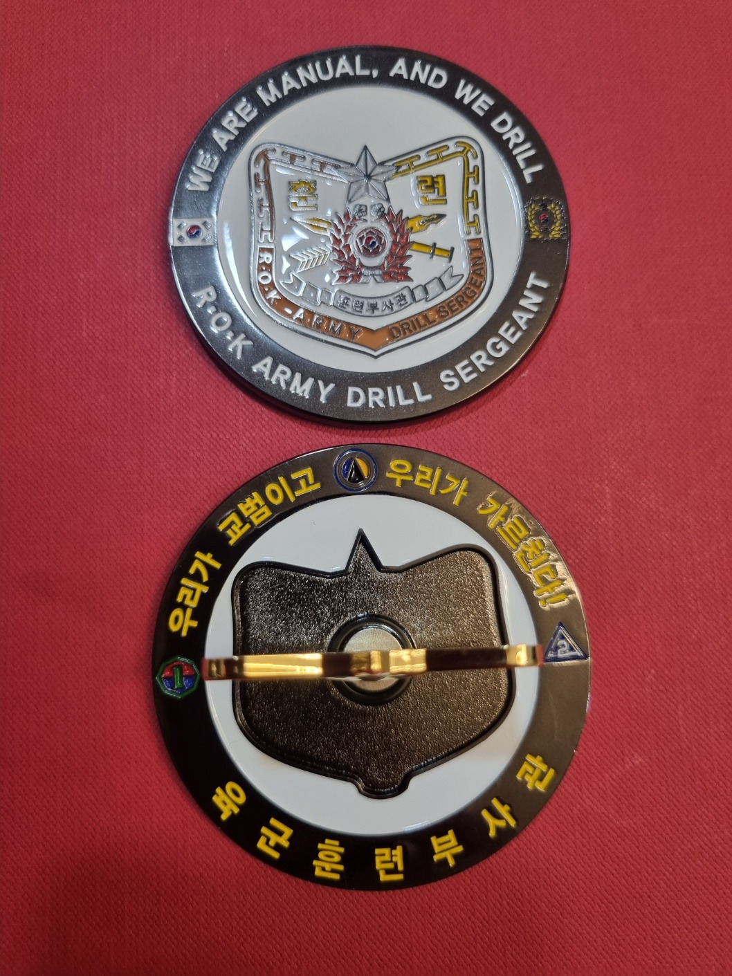 육군 훈련부사관 코인(7cm,흑진주코팅,철휘장 금도금 자석결합) - 코인,메달,뱃지,지휘봉,성판 - 학사몰