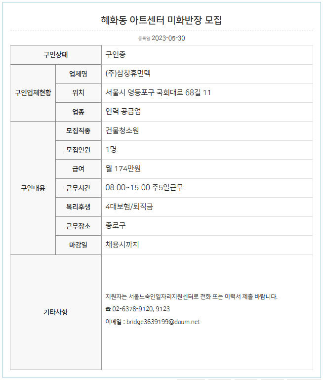 미화반장 이미지