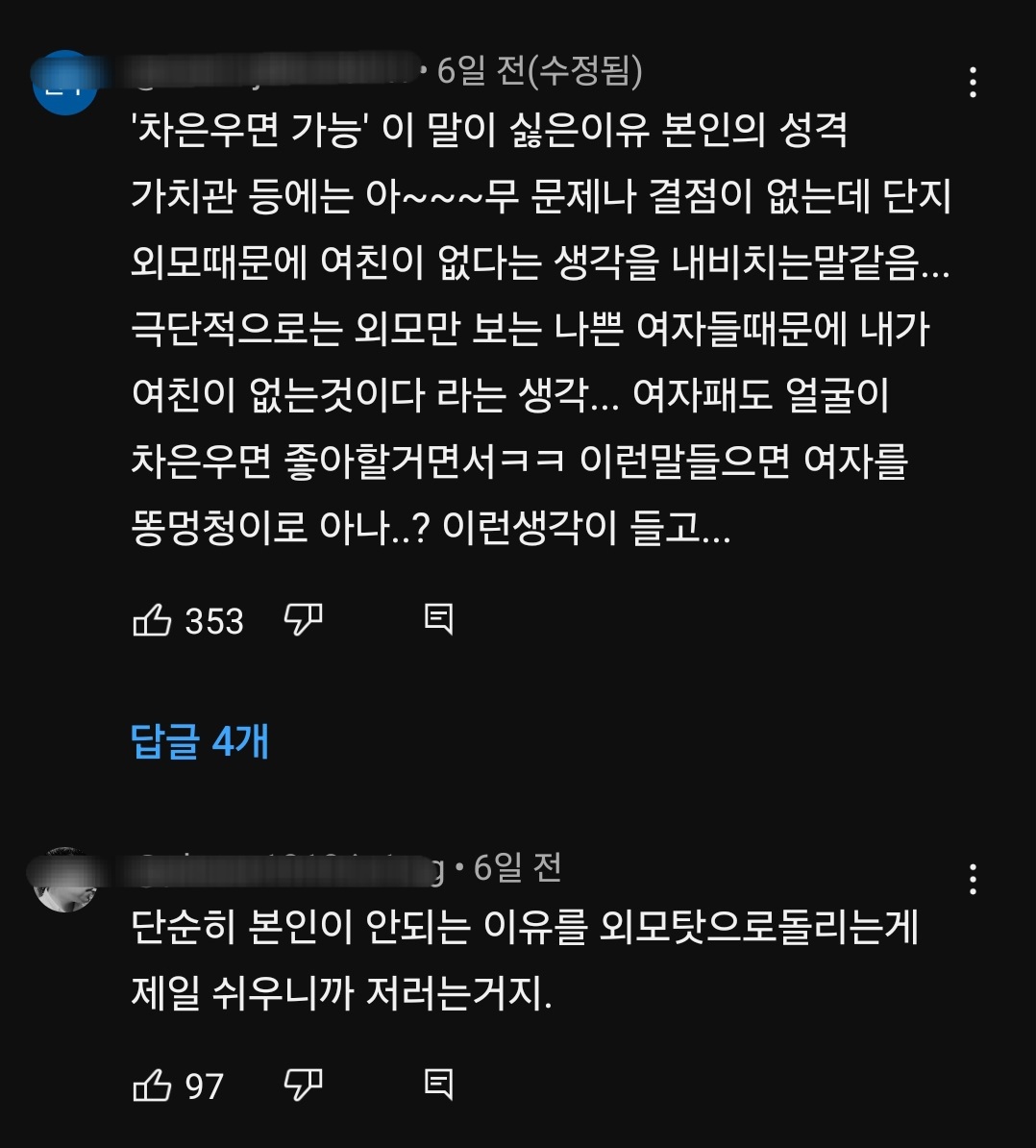 '차은우면 됨, 카리나면 가능' 이런 표현에 피로감을 느낀다는 유튜버 | 인스티즈