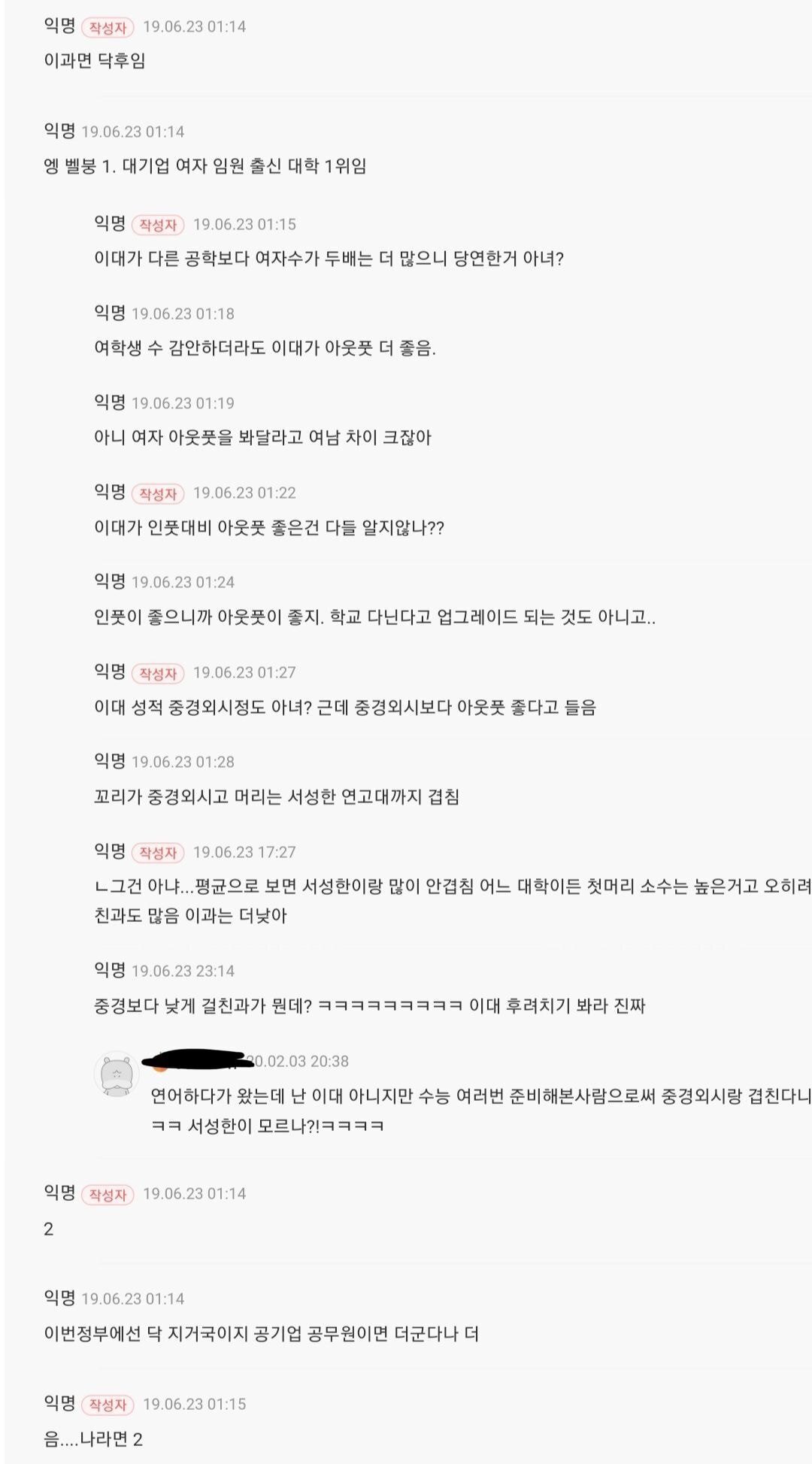 여시에서 특정 대학 치려고 한 개음침한짓 (주어:이화여대) | 인스티즈