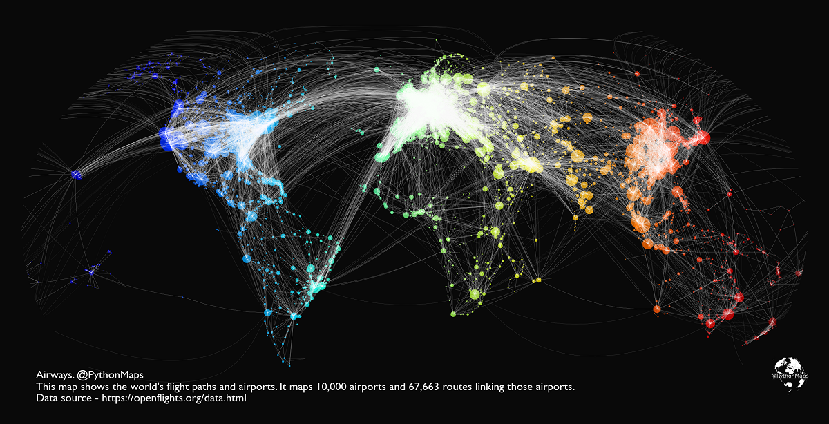 Mapping Airways: 세계의 비행 경로 및 공항 - 경제 - 세상은 엄마 아빠가 아니다.