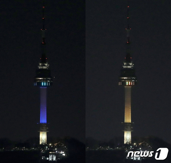 우크라이나 국기 색으로 물든 서울시 | 인스티즈