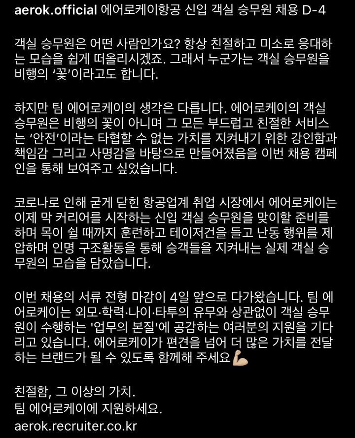 박수가 절로 나오는 항공 승무원 채용공고 | 인스티즈