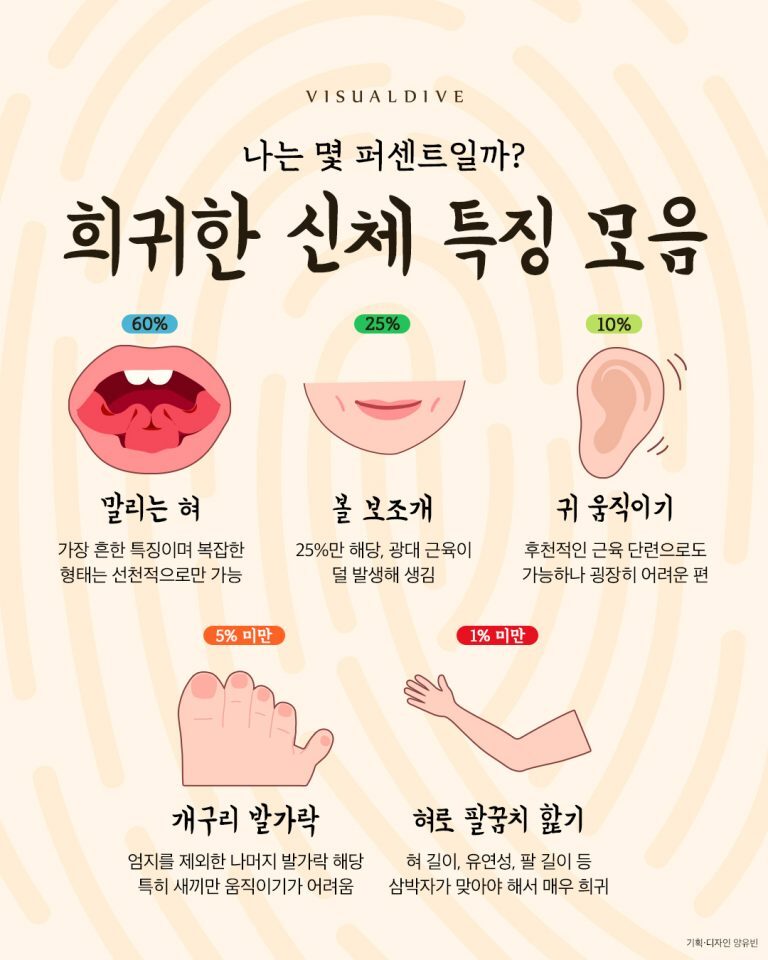 나는 몇 퍼센트일까? 희귀한 신체 특징 | 인스티즈