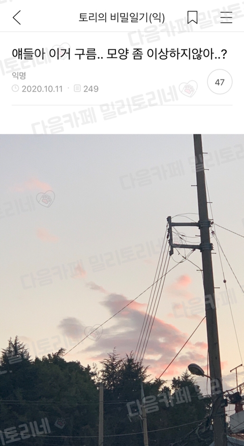 얘들아 이거 구름 모양 좀 이상하지 않아..? | 인스티즈