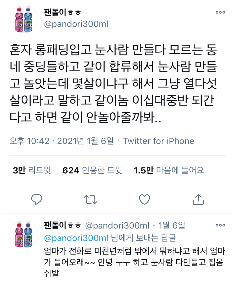 혼자 롱패딩 입고 눈사람 만들다 모르는 동네 중딩들하고 놀았는데 | 인스티즈