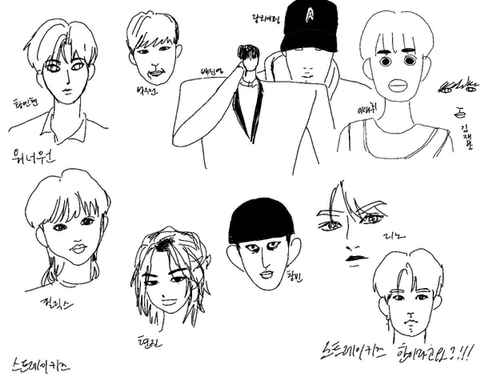 어느 트위터리안이 그린 K-POP 남자 가수들 (누가 누군지 알아보는 내가 싫어짐....).jpg | 인스티즈