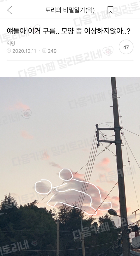 얘들아 이거 구름 모양 좀 이상하지 않아..? | 인스티즈