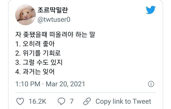 됐을때 떠올려야 하는 말 .twt | 인스티즈