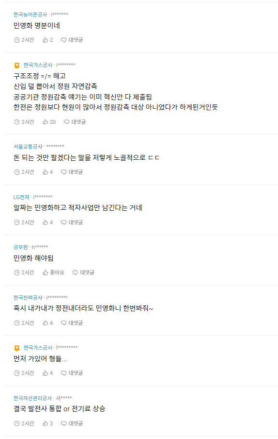 오늘자 블라인드에 올라온 한국전력공사 구조조정 & 민영화 썰 | 인스티즈