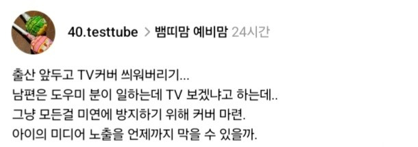 도우미가 아기 데리고 TV 볼까봐 출산 앞두고 커버 씌움 | 인스티즈