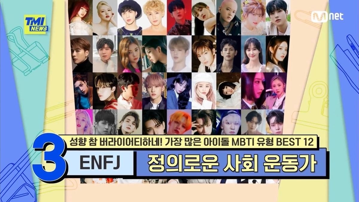 뀨🌊 di X: Top 12 Most Popular MBTI Types Among Idols by Mnet TMI