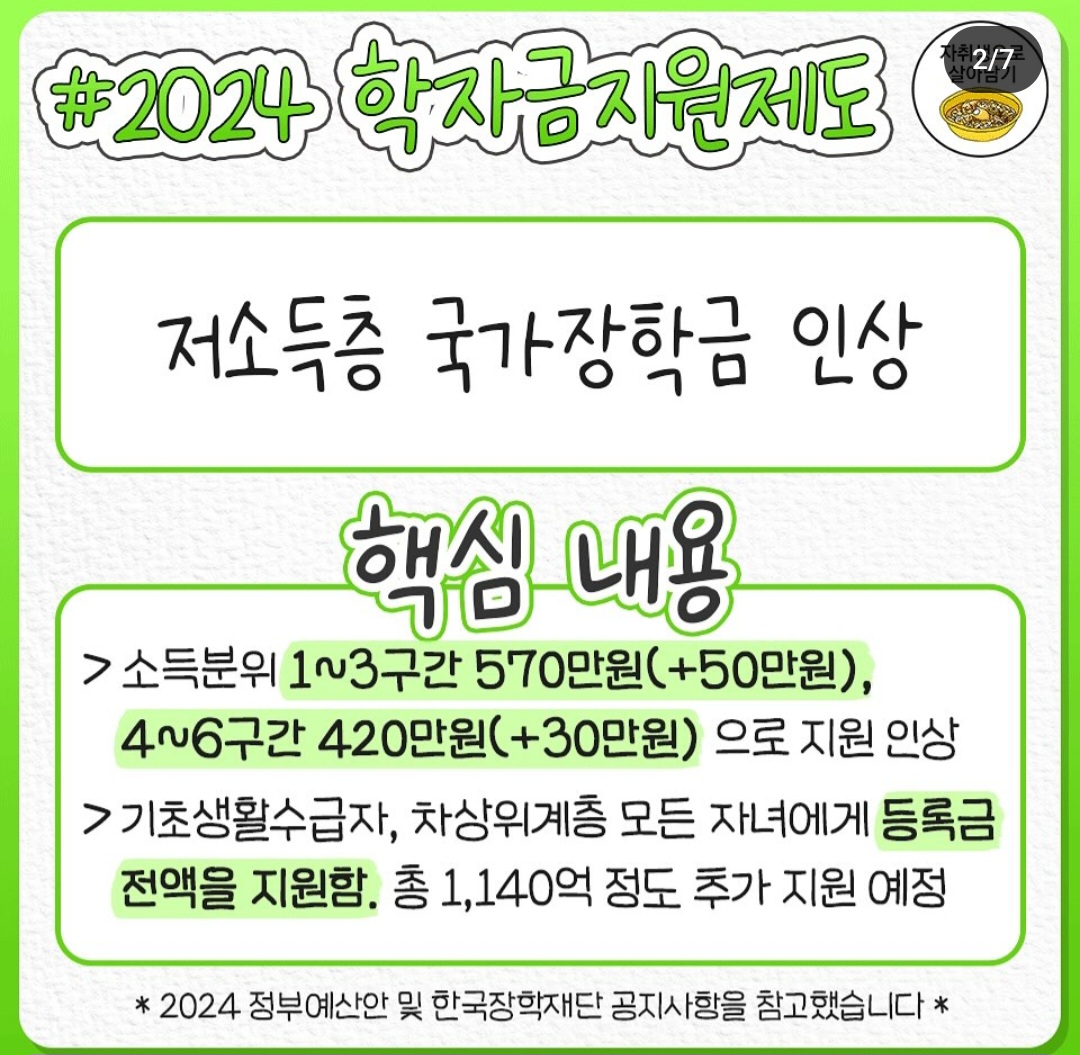 올해 2024년에 바뀌는 국가장학금 지원제도 정리 jpg | 인스티즈