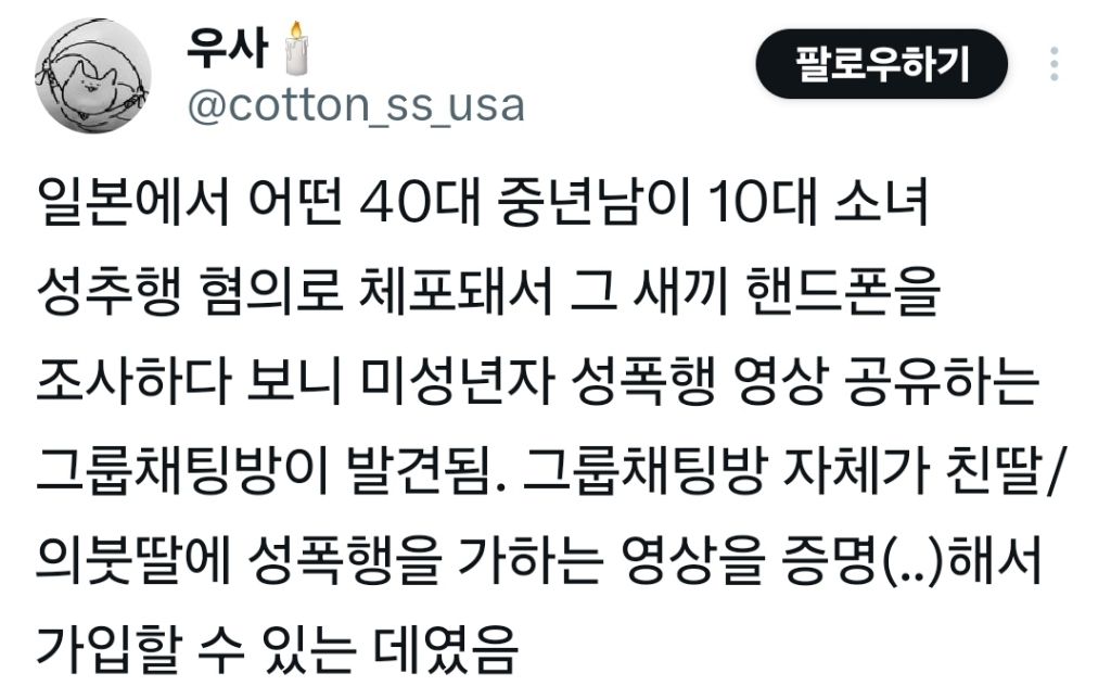 일본에서 성추행범을 잡아 폰을 봤더니 6~14살 자녀 강간 영상 공유 그룹방이 발견돼 난리남.. | 인스티즈