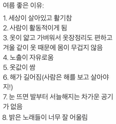 여름파가 말하는 여름의 장점 | 인스티즈