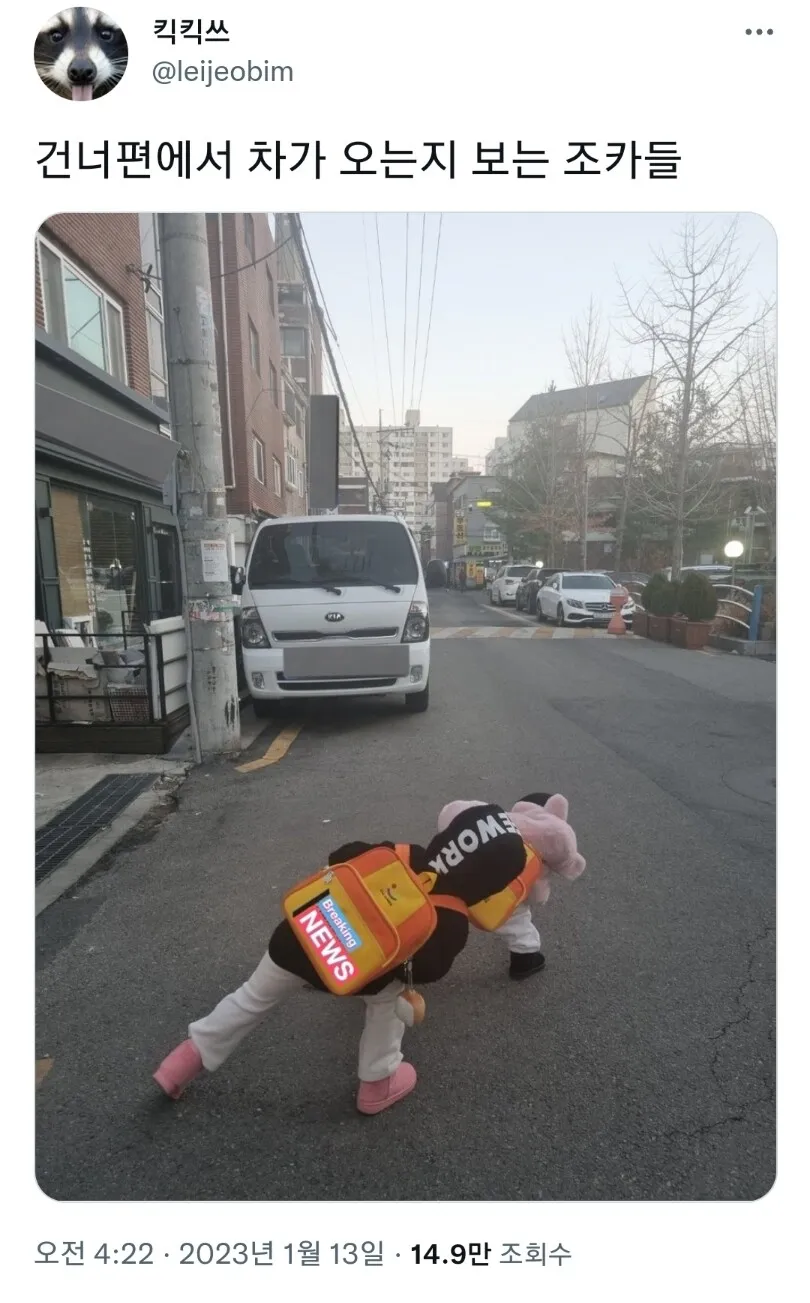 건너편에 차가 오는지 보는 애기들 | 인스티즈