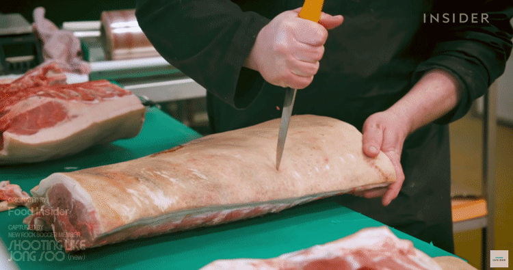 영국식 베이컨의 제조과정.gif | 인스티즈