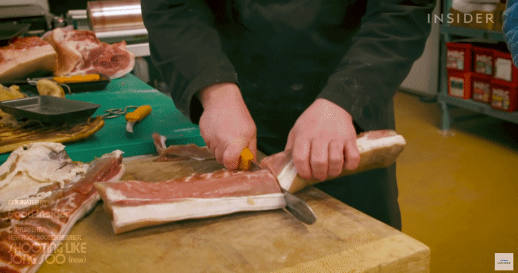 영국식 베이컨의 제조과정.gif | 인스티즈