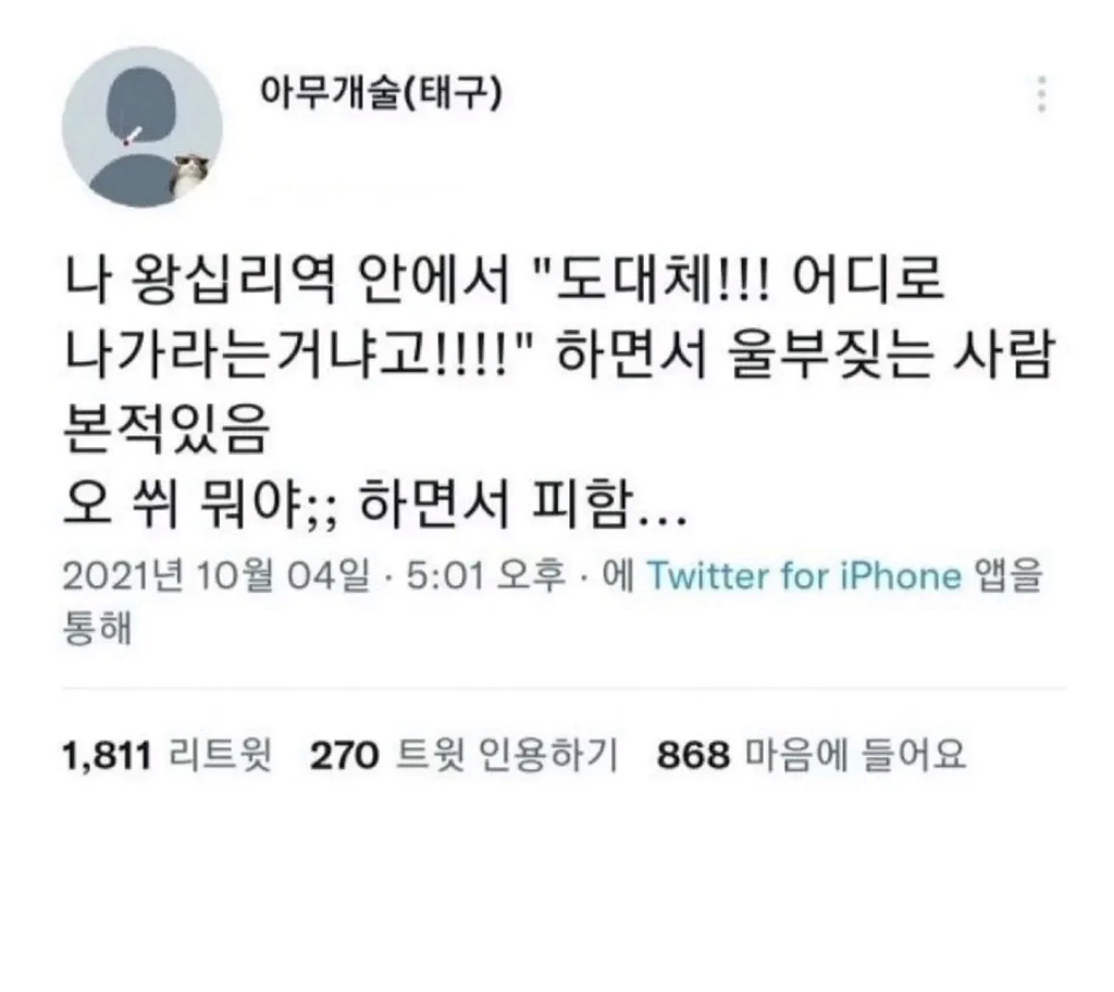 나 왕십리역 안에서 울부짖는 사람 본 적 있음 | 인스티즈