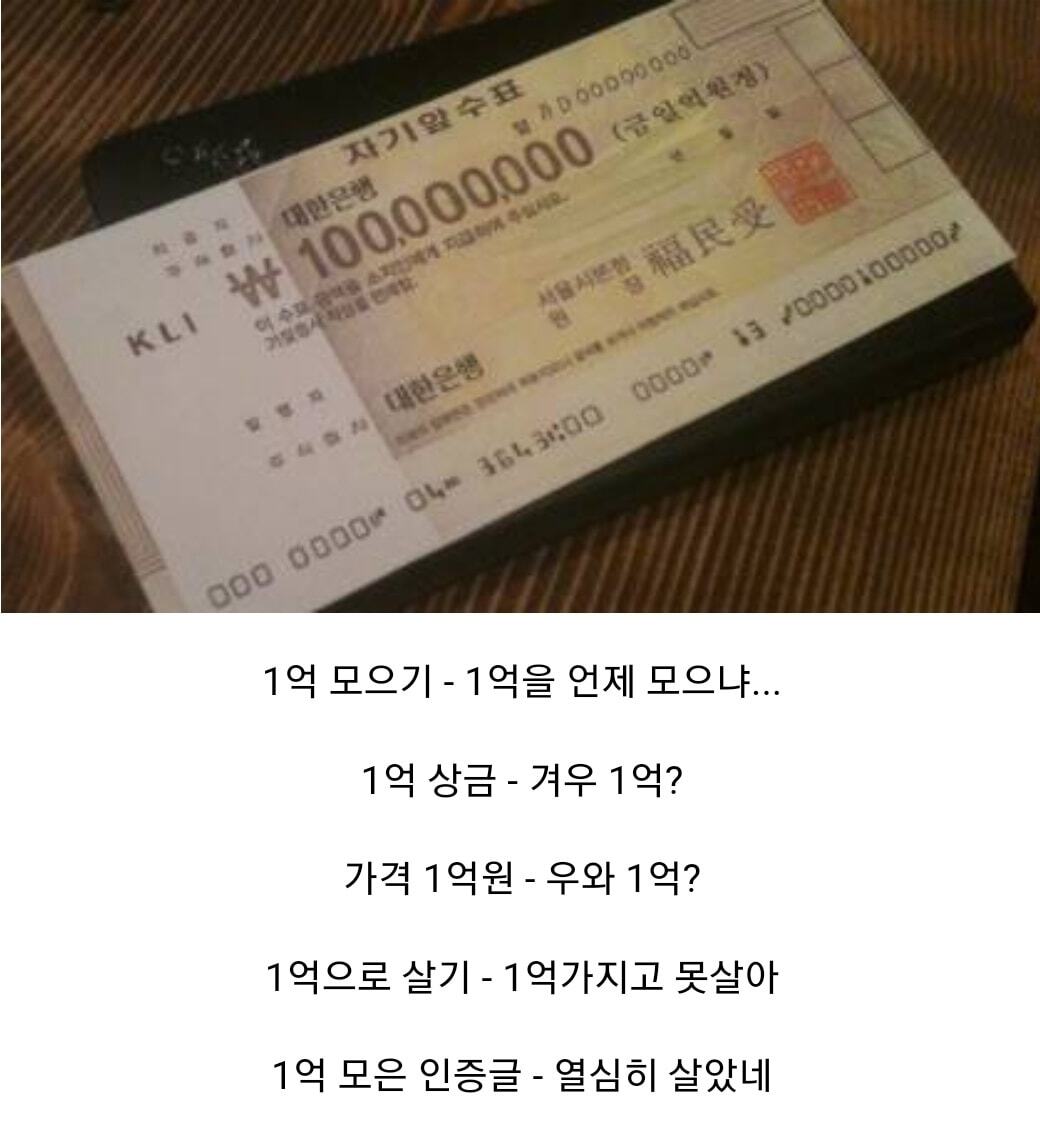 한국인들의 1억에 대한 인식 | 인스티즈