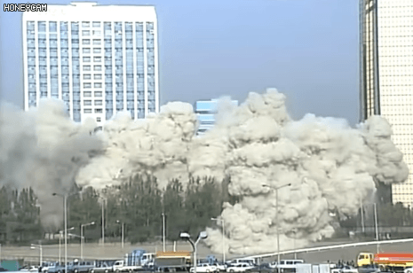 1994년 여의도 라이프빌딩 폭파 철거장면.gif | 인스티즈