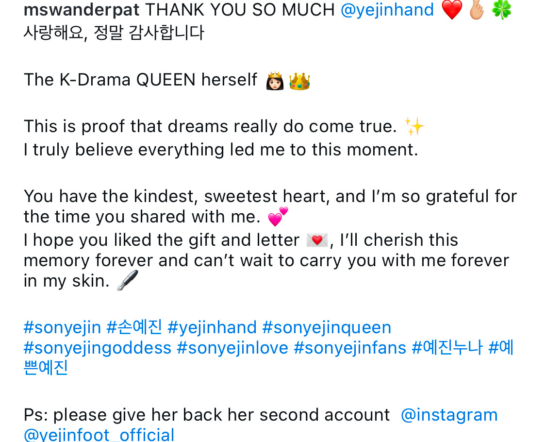 손예진이 팔에 해준 싸인으로 타투한 외국 팬 | 인스티즈