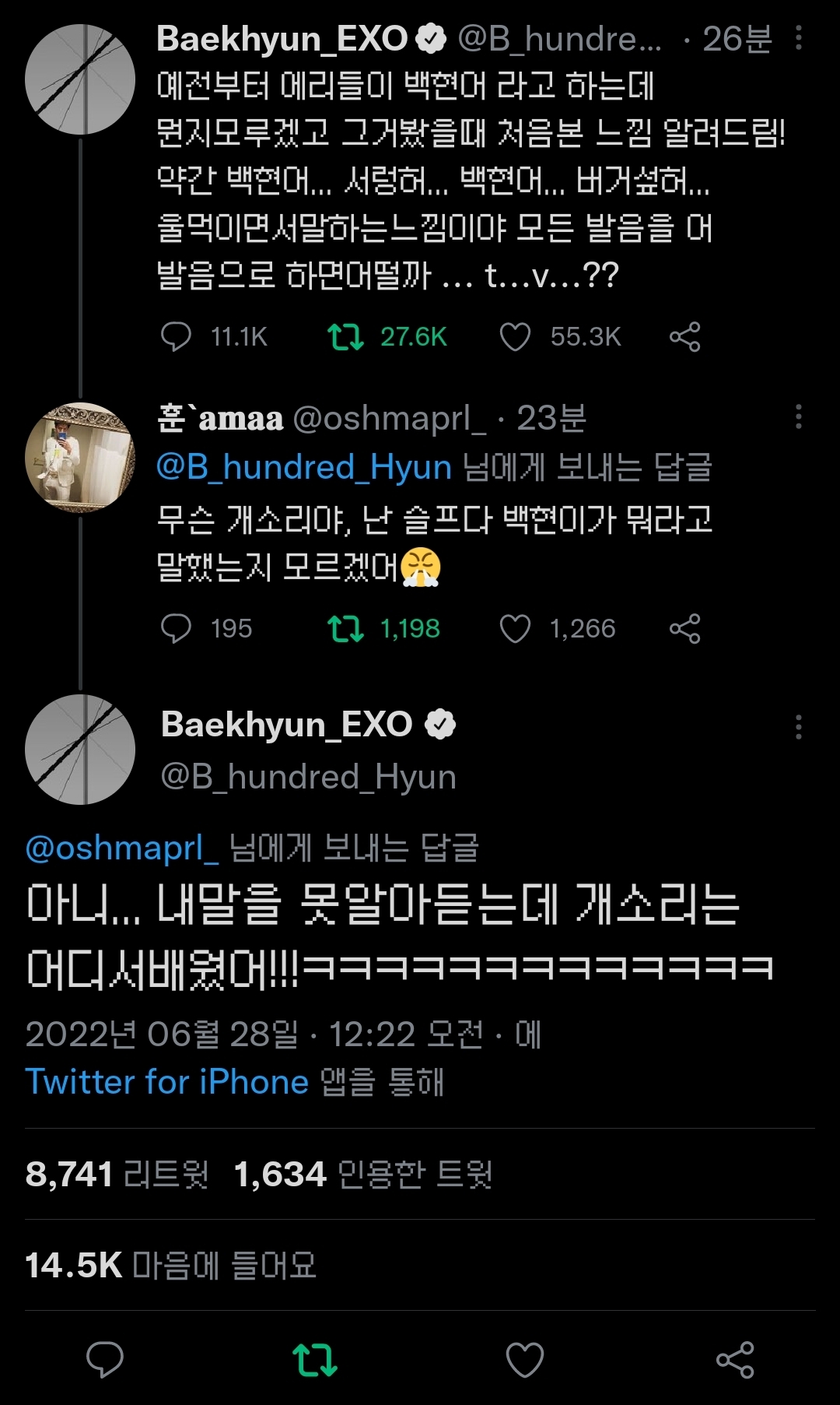 번역 불가능한 백현 트윗때문에 슬픈 외국팬.twt | 인스티즈