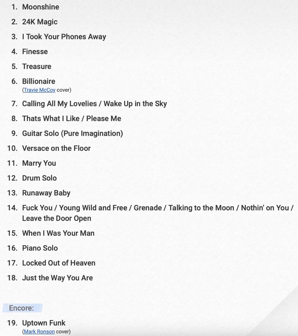 6월 내한 브루노마스 2월에 한 미국콘서트 셋리스트(스포주의).jpg | 인스티즈