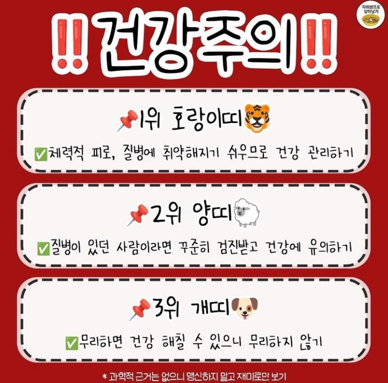 재미로 보는 2025년 금전운•직업운•애정운•문서운•이동운•건강주의•삼재띠 BEST 3 | 인스티즈