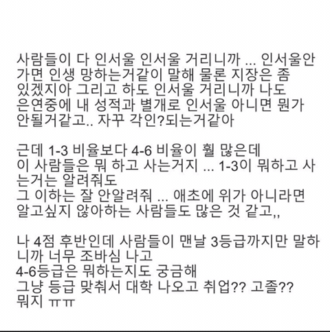 도대체 성적 4~6등급은 나중에 뭐하고 뭐먹고 살아? | 인스티즈