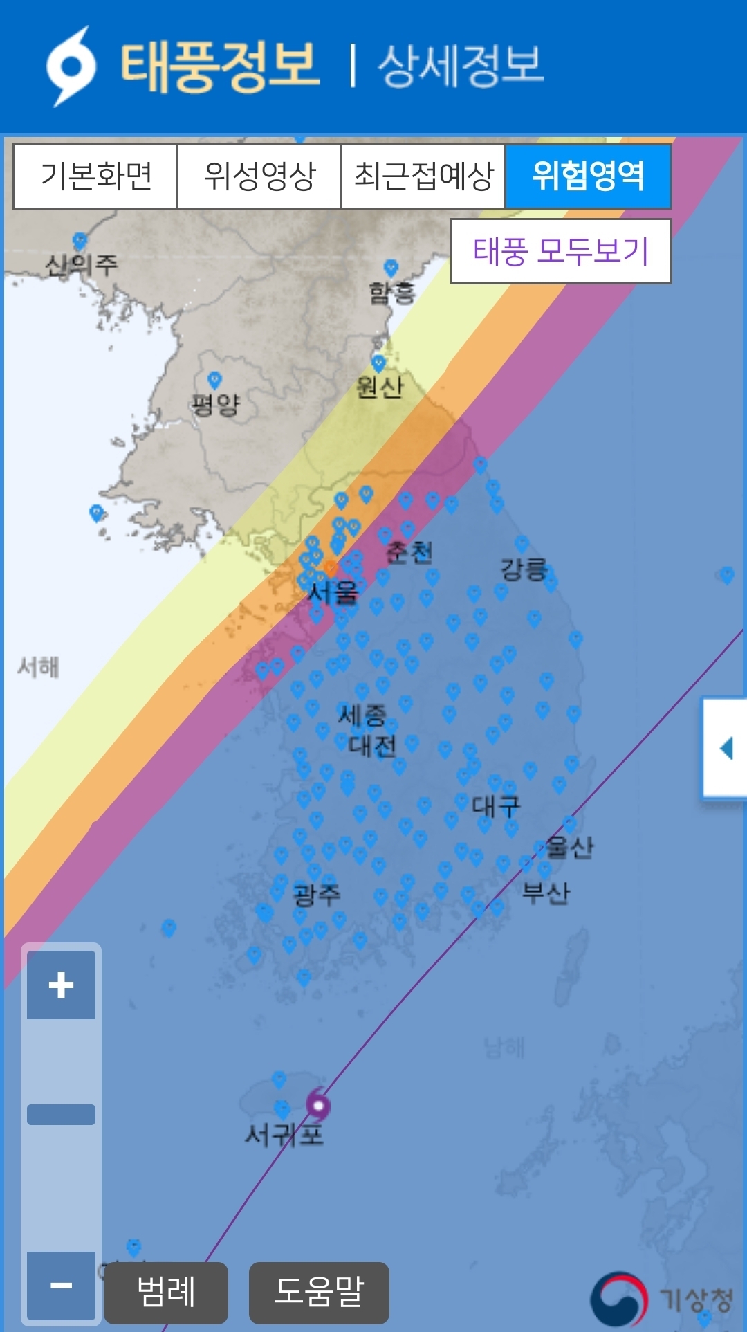 힌남노 경로 대한민국 확대 사진.jpg (feat.전남, 광주) | 인스티즈
