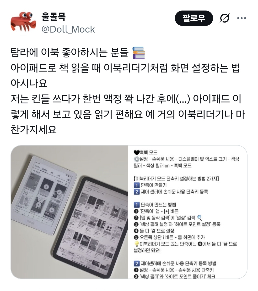 @아이패드로 책 읽을 때 이북리더기처럼 화면 설정하는 법 아시나요 | 인스티즈