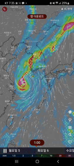 북상하는 태풍 힌남노에 일요일부터 한반도에 비폭탄 쏟아질 예정 | 인스티즈