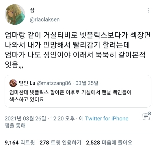엄마한테 넷플릭스 깔아준 이후로.twt | 인스티즈