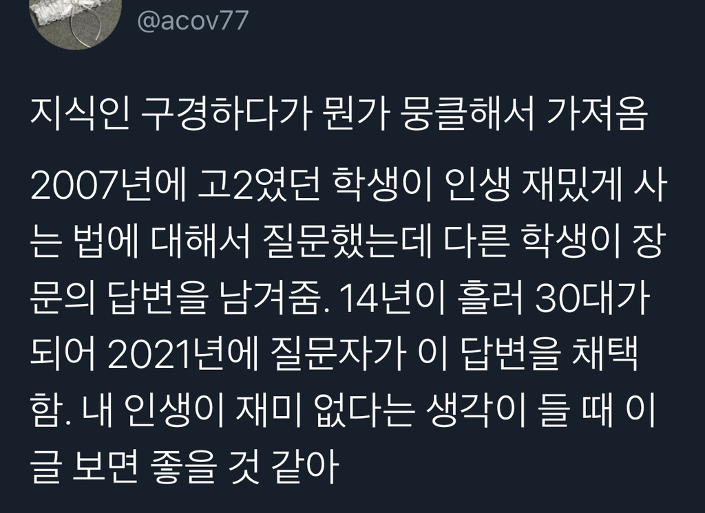 14년이 흘러 30대가 되어 지식인 답변을 채택했는데 | 인스티즈