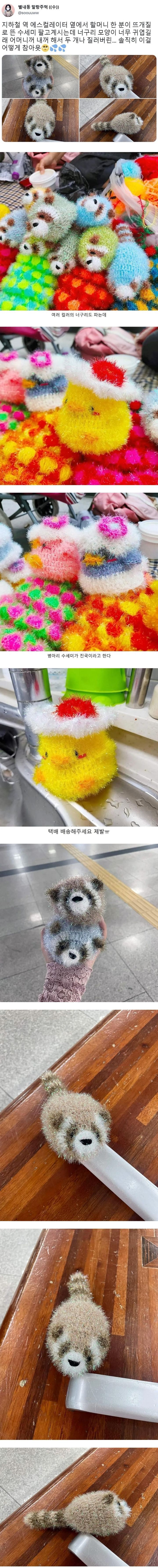 지하철 할머니가 파시는 너구리 수세미 | 인스티즈