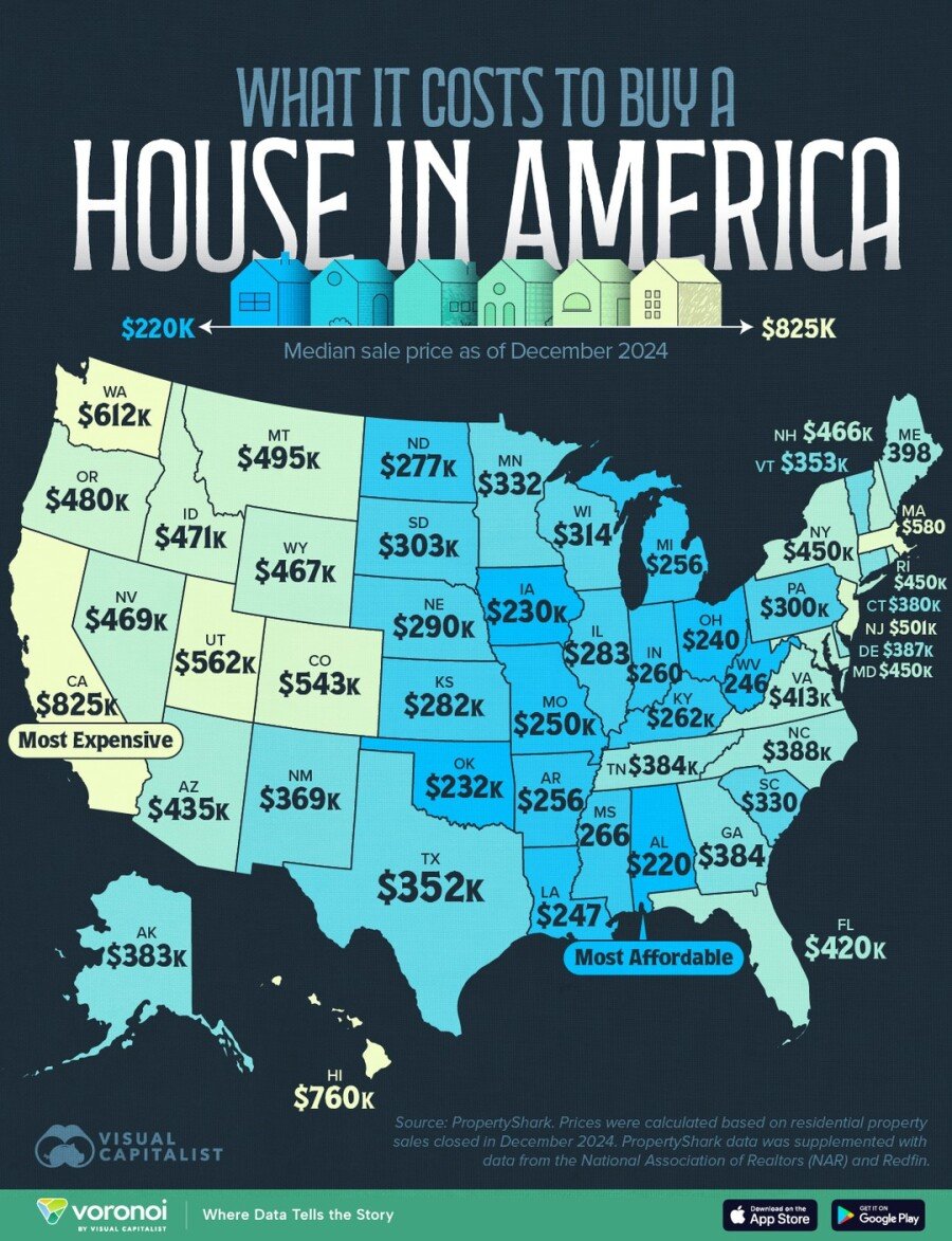 미국 주별 주택 중위 가격 - 맞벌이 부부의삶 - 텐인텐[10년 10억 만들기]