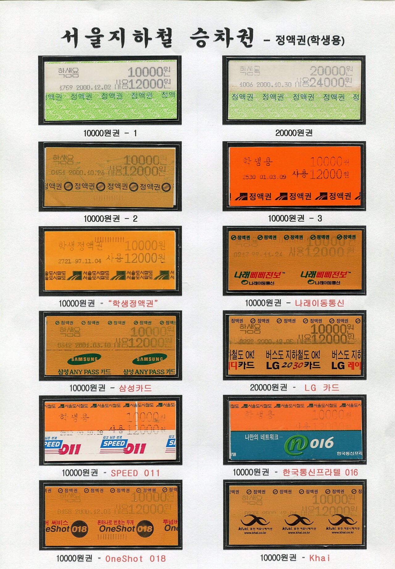 서울지하철승차권-정액권 - ⓒ 철도수집 - Rail+ 철도동호회