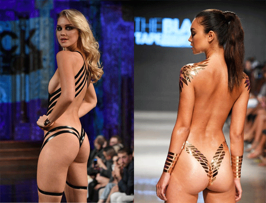 검정 테이프로 만든 섹시한 비키니 수영복 | 인스티즈