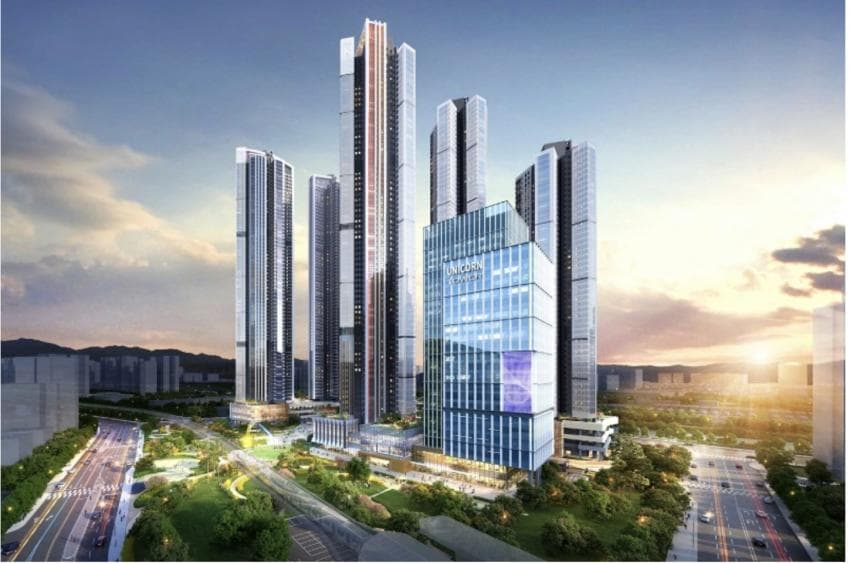 부산 해운대 웨이브 시티 아파트 활발하게 공사 중
