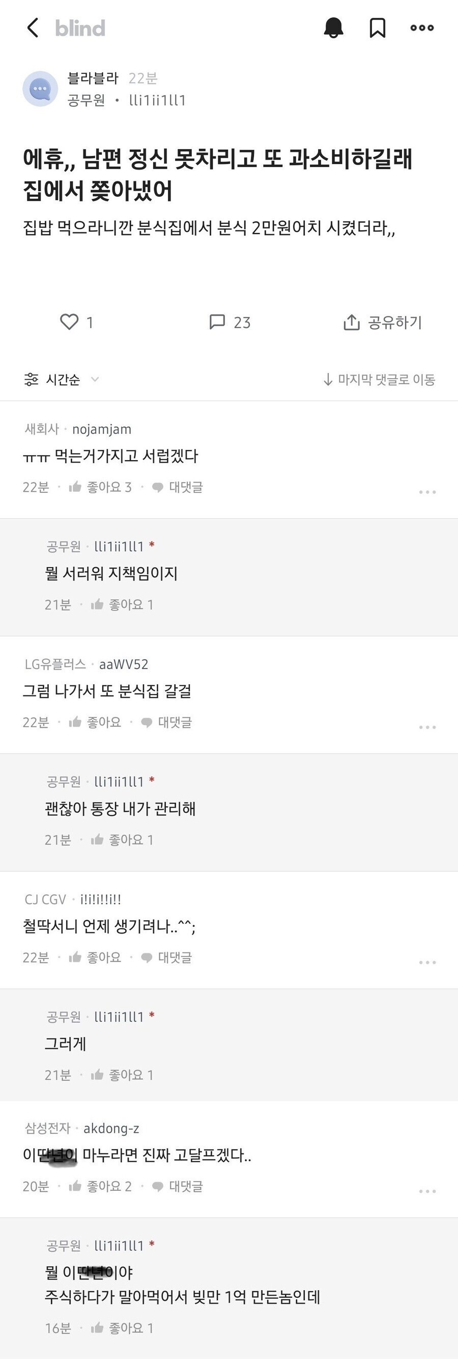 분식집에서 2만원 먹었다고 과소비 취급당하는 남편 | 인스티즈