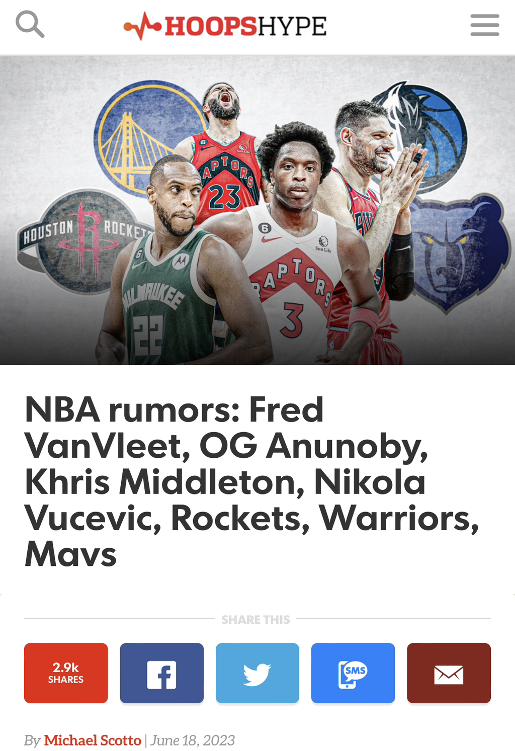 NBA Rumors: Fred VanVleet, OG Anunoby, Khris Middleton, Nikola Vucevic