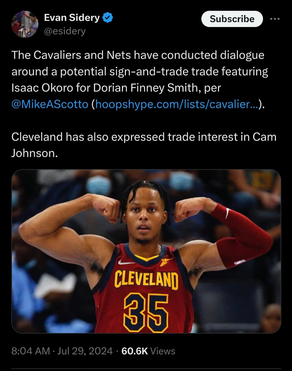 CLE/BKN]아이작 오코로와 DFS의 사인 앤 트레이드를 논의한 클리블랜드 & 브루클린 - NBA 뉴스 아카이브 - I Love NBA