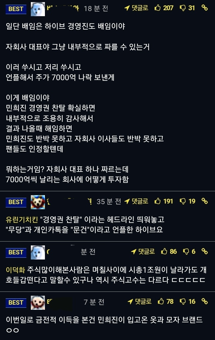 하이브 현재 주가상황 | 인스티즈
