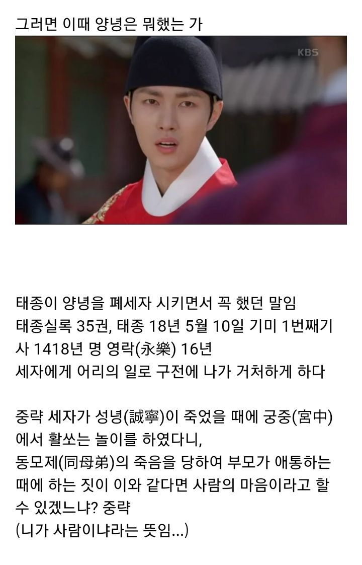 양녕대군과 충녕대군(세종)의 인간성 차이를 극명하게 보여주는 동생 성녕대군에 얽힌 일화 | 인스티즈