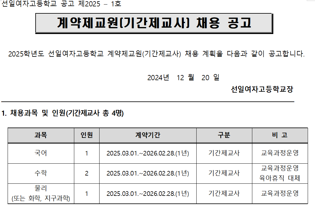 선일여자고등학교 이미지