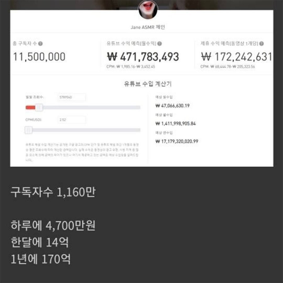 연수익 170억.. 한국 1위 유튜버...jpg | 인스티즈