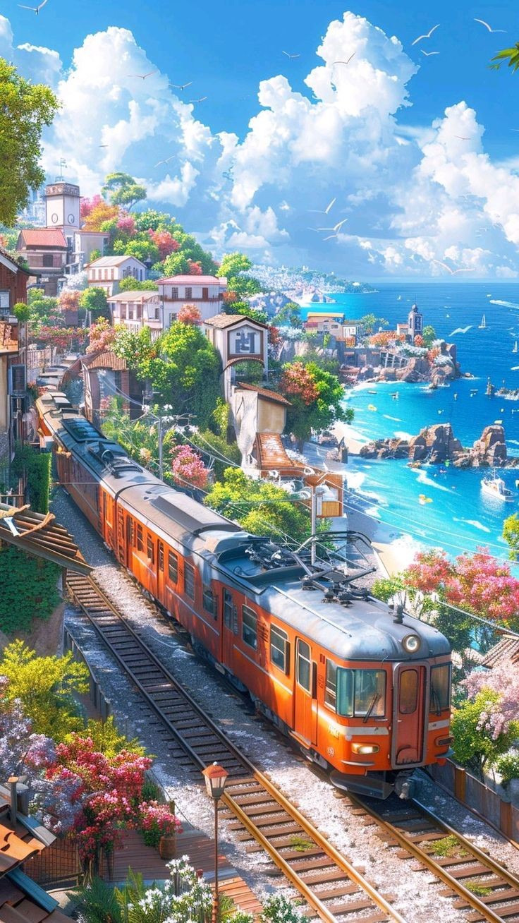  구름 가득 일본 애니 느낌 폰 배경 화면.1 | 인스티즈